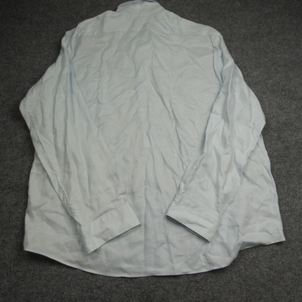 Vintage J Crew Shirt Mens Extra Large 17.5 18 Light Blue Solid Linen Relaxed Fit - Picture 3 of 10